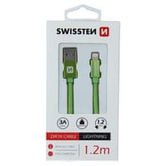 SWISSTEN Swissten textilní datový kabel Usb / Lightning 1,2 M Zelený 8595217458123