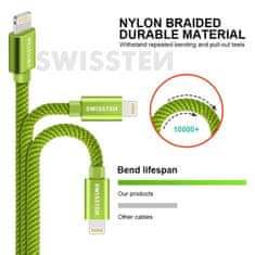 SWISSTEN Swissten textilní datový kabel Usb / Lightning 1,2 M Zelený 8595217458123