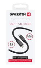 SWISSTEN Datový Kabel Swissten Soft Silicone Usb-C / Lightning 1,2 M 60W Černý 8595217482852