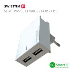 SWISSTEN Swissten Síťový Adaptér Smart Ic 2X Usb 3A Power Bílý 8595217463257