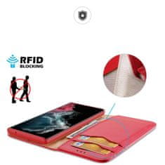 Dux Ducis Hivo pouzdro Samsung Galaxy S23 Ultra , knížkové s uzavírací klapoublokada RFID , červená, 6934913031803