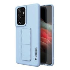 WOZINSKY Kickstand flexibilní silikonové pouzdro se stojánkem pro Samsung Galaxy S21 Ultra 5G , světlá modrá