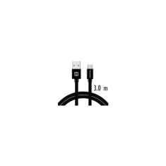 SWISSTEN Textile kabel USB / micro USB 3,0 m černý, 71527300