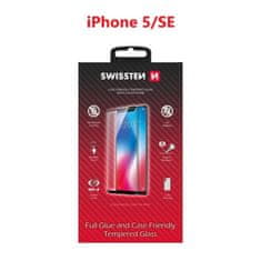 SWISSTEN Sklo Swissten Full Glue, Color Frame, Case Friendly Pro Apple Iphone 5/Se Bílé