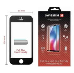 SWISSTEN Sklo Swissten Full Glue, Color Frame, Case Friendly Pro Apple Iphone 5/Se Černé