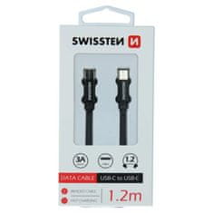 SWISSTEN Swissten textilní datový kabel Usb-C / Usb-C 1,2 M Černý 8595217455962