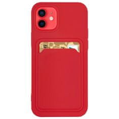 FORCELL Silikonové pouzdro s kapsou na karty Card Case pro iPhone 12 Pro Max , červená, 9145576228111