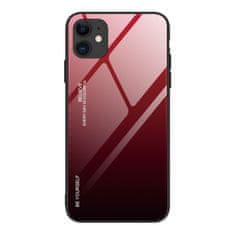 FORCELL pouzdro Gradient Glass, zadní kryt s tvrzeným sklem pro iPhone 12 mini černo-, červená, 9111201911239