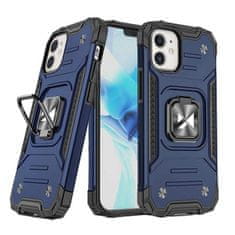 WOZINSKY Ring Armor pouzdro iPhone 14 , pancéřové s magnetickým úchytem a kroužkem , modrá