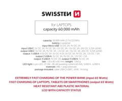 SWISSTEN Swissten Power Line Power Bank 60000 Mah Pro Notebooky 65W Power Delivery Black 8595217481299