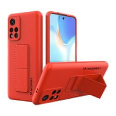 WOZINSKY Kickstand flexibilní silikonové pouzdro se stojánkem pro Xiaomi Redmi 10 , červená