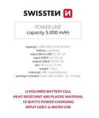 SWISSTEN Swissten Power Line Power Bank 5000 Mah 10W Black 8595217479807