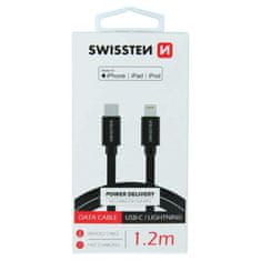 SWISSTEN Swissten textilní datový kabel Usb-C / Lightning Mfi 1,2 M Černý 8595217455207