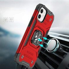 WOZINSKY Ring Armor pouzdro iPhone 14 , pancéřové s magnetickým úchytem a kroužkem , červená