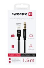 SWISSTEN Audio Adaptér Swissten Textile Lightning (Samec)/3,5 Mm Jack(Samec) 1,5 M Černý 8595217481381