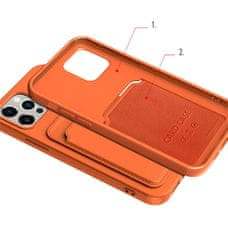 FORCELL Silikonové pouzdro s kapsou na karty Card Case pro iPhone 12 Pro Max , oranžová, 9145576228180