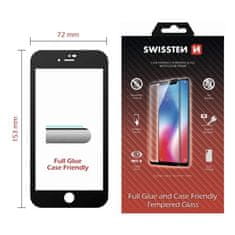 SWISSTEN Sklo Swissten Full Glue, Color Frame, Case Friendly Pro Apple Iphone 7 Plus/8 Plus Černé