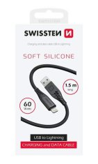 SWISSTEN Datový Kabel Swissten Soft Silicone Usb / Lightning 1,5 M 60W Černý 8595217481473