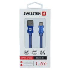 SWISSTEN Swissten textilní datový kabel Usb / Usb-C 1,2 M Modrý 8595217458017