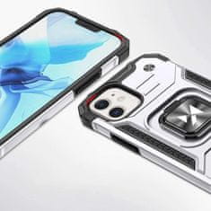 WOZINSKY Ring Armor pouzdro iPhone 14 , pancéřové s magnetickým úchytem a kroužkem srebrne