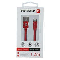 SWISSTEN Swissten textilní datový kabel Usb / Lightning 1,2 M Červený 8595217455689