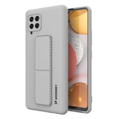 WOZINSKY Kickstand flexibilní silikonové pouzdro se stojánkem pro Samsung Galaxy A42 5G , šedá