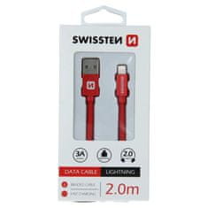 SWISSTEN Swissten textilní datový kabel Usb / Lightning 2,0 M Červený 8595217455740