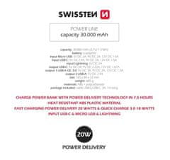 SWISSTEN Swissten Power Line Power Bank 30000 Mah 20W Power Delivery Black 8595217479838