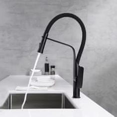 BPS-koupelny Dřezová baterie REA CASTOR s flexibilním raménkem a sprškou černá mat
