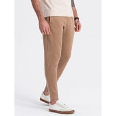 OMBRE Pánské tepláky jogger hnědé MDN125465 XXL