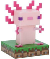 CurePink Dekorativní svítící plastová figurka Minecraft: Axolotl (výška 10 cm)