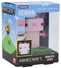 CurePink Dekorativní svítící plastová figurka Minecraft: Axolotl (výška 10 cm)