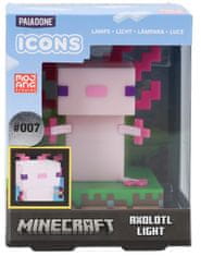 CurePink Dekorativní svítící plastová figurka Minecraft: Axolotl (výška 10 cm)