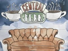 CurePink Obraz Friends|Přátelé: Central Perk Sofa malba na dřevě (40 x 59 cm)