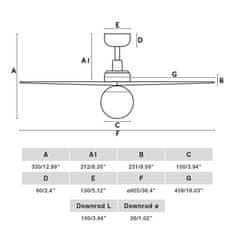 FARO Barcelona FARO KLIM S stropní ventilátor, bílá/světlý dub DC E27