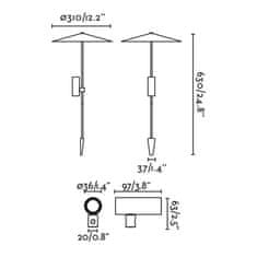 FARO Barcelona FARO CLAP 630 lampa se zápichem, černá 6W 3000K 38st. se stínítkem 24V