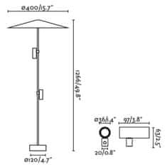 FARO Barcelona FARO CLAP 1266 stojací lampa, černá 2x6W 3000K 38st. se stínítkem