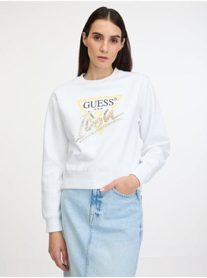 Guess Bílá dámská mikina Guess Icon Sweatshirt