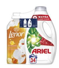 Ariel Extra Clean Tekutý Prací Prostředek, 34 Praní a Lenor Aviváž, 700 ml