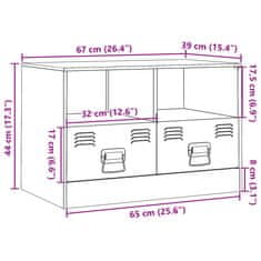 Vidaxl TV skříňka olivově zelená 67 x 39 x 44 cm ocel