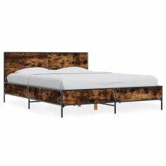 shumee Rám postele kouřový dub 135 x 190 cm kompozitní dřevo a kov