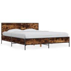 shumee Rám postele kouřový dub 150 x 200 cm kompozitní dřevo a kov