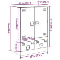 Vidaxl Highboard olivově zelený 67 x 39 x 95 cm ocel