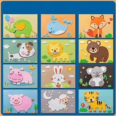 JOJOY® 3D Puzzle, Pěnové puzzle, Samolepky Pro Děti (12 listů) | STICKYFUN Zvířata