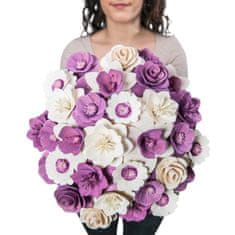 Manboxeo Dřevěná vonící kytice fialová – 33 květin