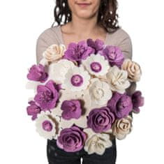 Manboxeo Dřevěná vonící kytice fialová – 21 květin