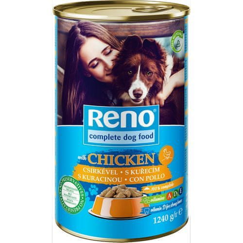 Reno konzerva pro psy kousky drůbež 1240g