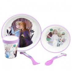 Stor Dětská jídelní souprava Disney Frozen (5 ks) - talíř, miska, sklenice a příbor, 74285