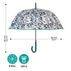 Perletti Dámský průhledný deštník s motivem zelených listů Perletti, 61cm, 26388