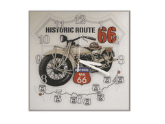Glasdekor Nástěnné hodiny moto 30x30cm historická cesta 66 - Materiál: plexi